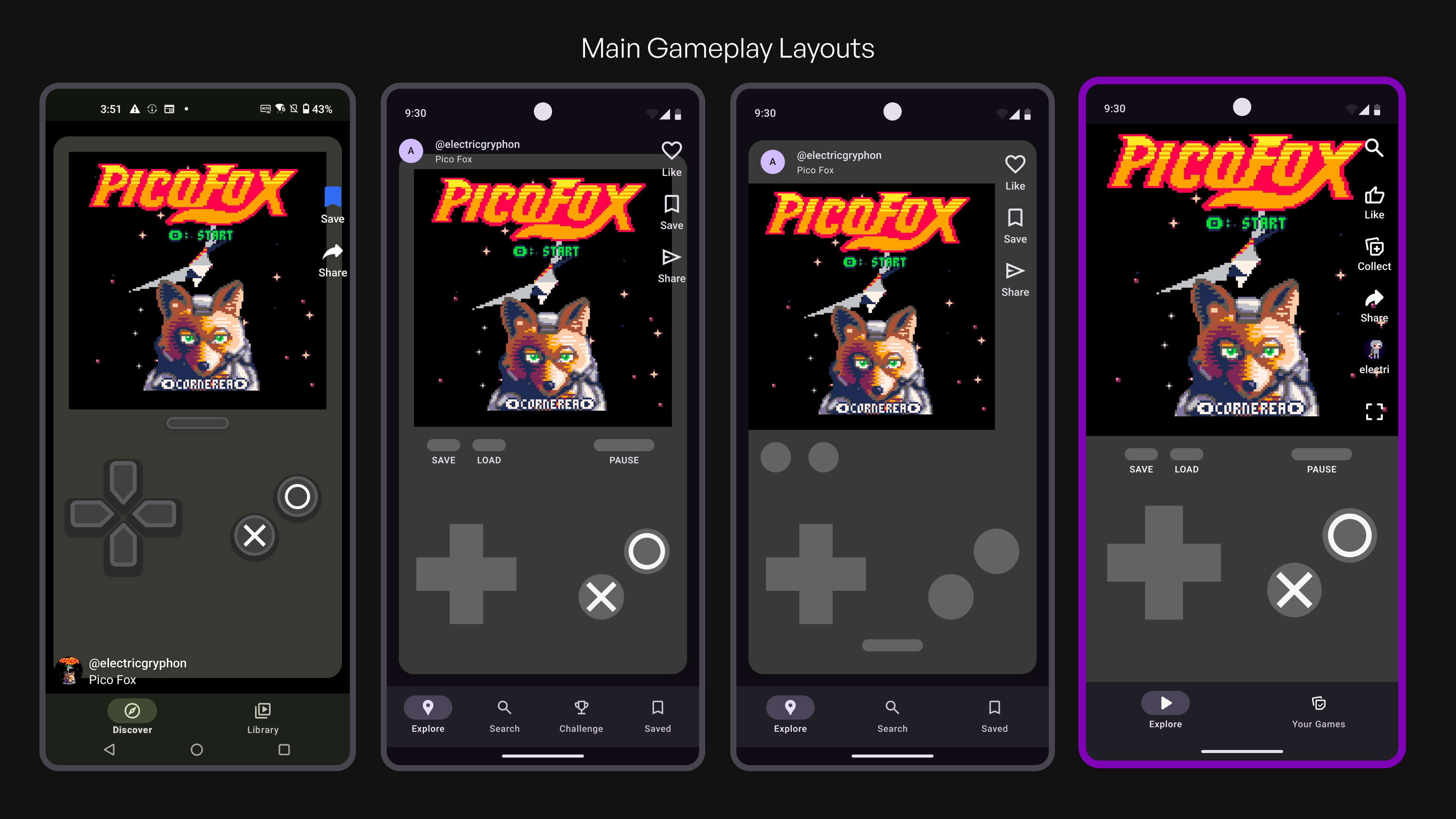 Main gameplay layout options